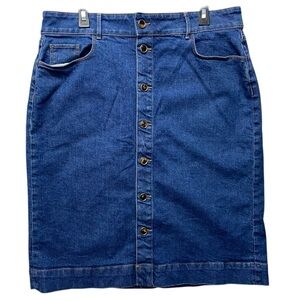 Ann Taylor Leopard Button Down Stretch Denim Jean Skirt - Women’s 14